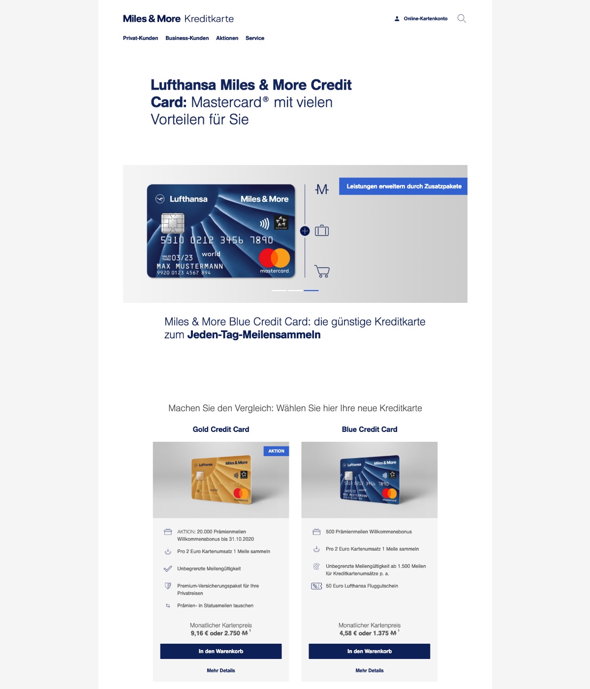 Landingpage Beispiele Lufthansa