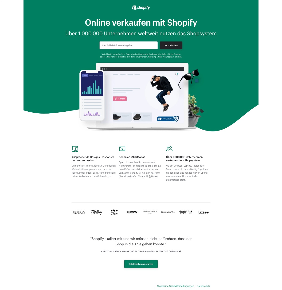 Landingpage Beispiele Shopify