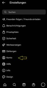 Erster Schritt zur Instagram Verifizierung